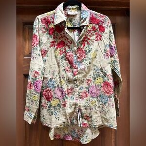 Vintage Goa Floral Embroidered Button Down
